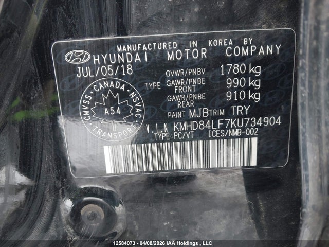KMHD84LF7KU734904 Hyundai Elantra Sel/value/limited