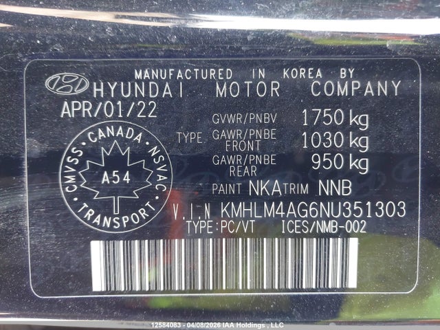 2022 Hyundai Elantra Preferred Ivt With Sun And Tech Package მანქანა იყიდება აუქციონზე, vin: KMHLM4AG6NU351303, აუქციონის ნომერი: 12584083