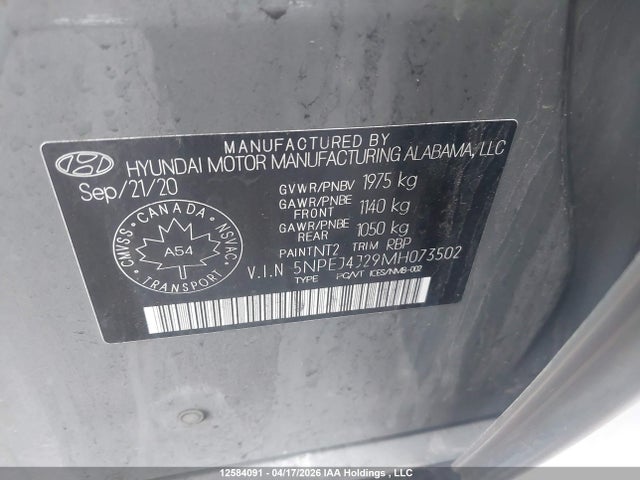 Продаж на аукціоні авто 2021 Hyundai Sonata Sport 1.6t 4dr, vin: 5NPEJ4J29MH073502, номер лоту: 12584091