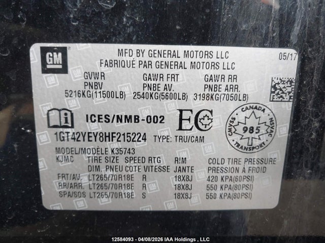 1GT42YEY8HF215224 GMC Sierra 3500hd Denali