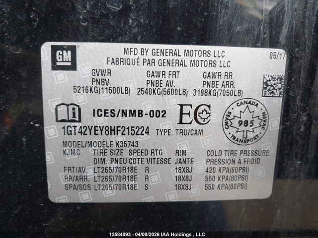 1GT42YEY8HF215224 GMC Sierra 3500hd Denali