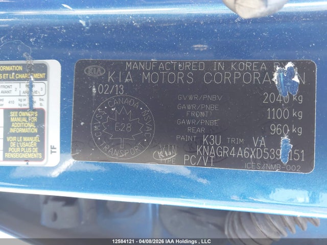 Aukcja sprzedaży 2013 Kia Optima Sx, vin: KNAGR4A6XD5392151, numer aukcji: 12584121