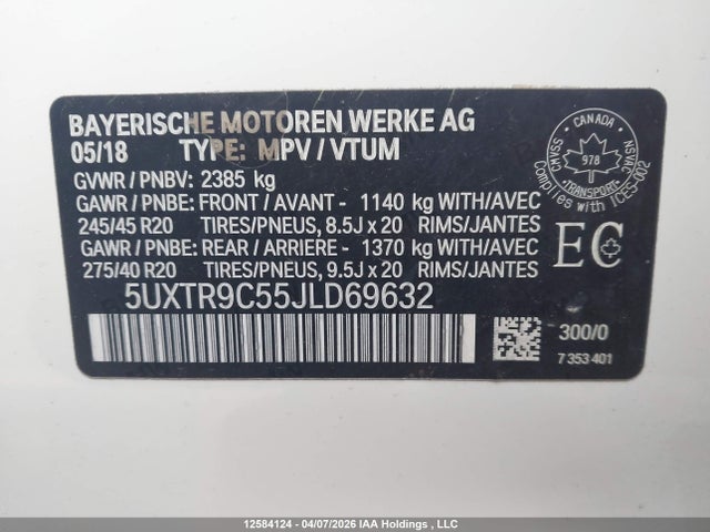 5UXTR9C55JLD69632 BMW X3 Xdrive30i