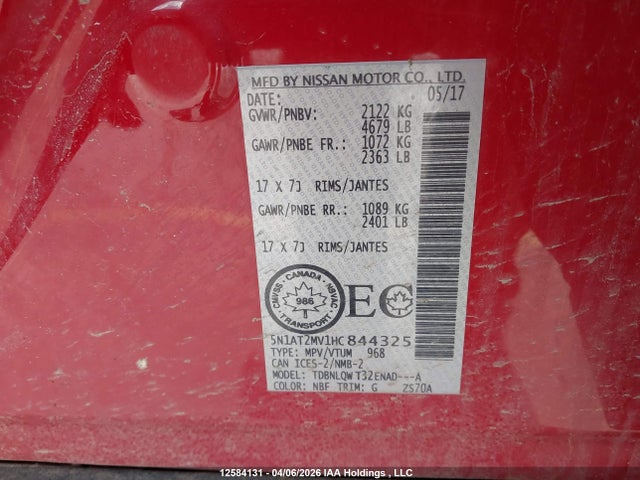 5N1AT2MV1HC844325 Nissan Rogue