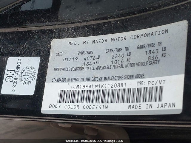 JM1BPALM1K1120881 Mazda Mazda3 Gs