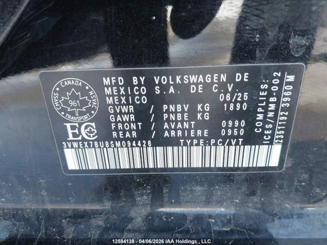 Продаж на аукціоні авто 2025 Volkswagen Jetta Se, vin: 3VWEX7BU8SM094426, номер лоту: 12584138