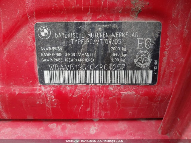 12584212 :رقم المزاد ، WBAVB13516KR64257 vin ، 2006 Bmw 325i مزاد بيع