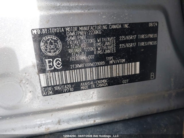 2024 Toyota Rav4 მანქანა იყიდება აუქციონზე, vin: 2T3RWRFVXRW239089, აუქციონის ნომერი: 12584254