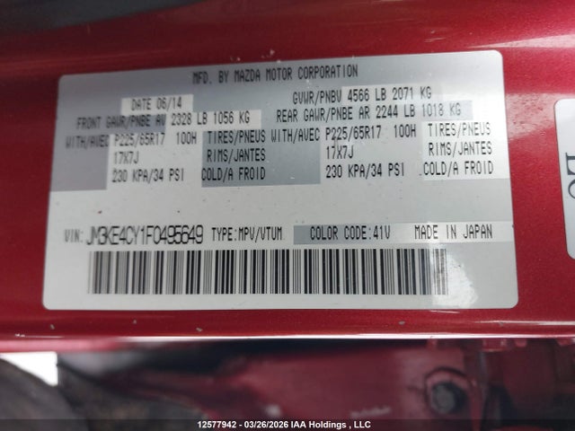 JM3KE4CY1F0495649 Mazda Cx-5 Gs