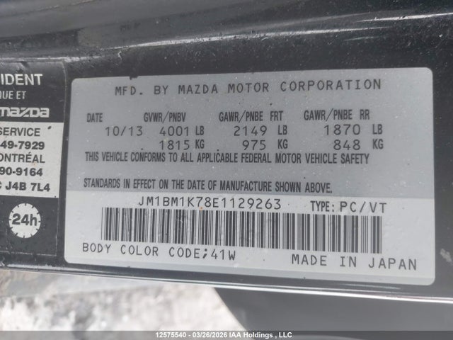 JM1BM1K78E1129263 Mazda Mazda3 Gx-sky