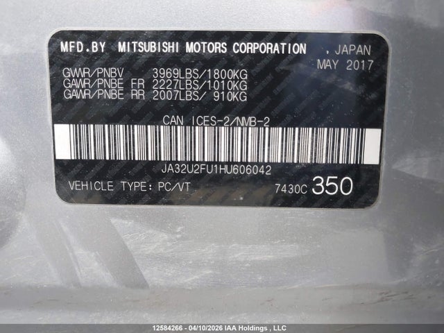 JA32U2FU1HU606042 Mitsubishi Lancer