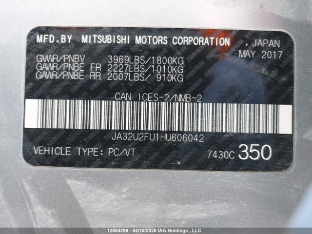 JA32U2FU1HU606042 Mitsubishi Lancer
