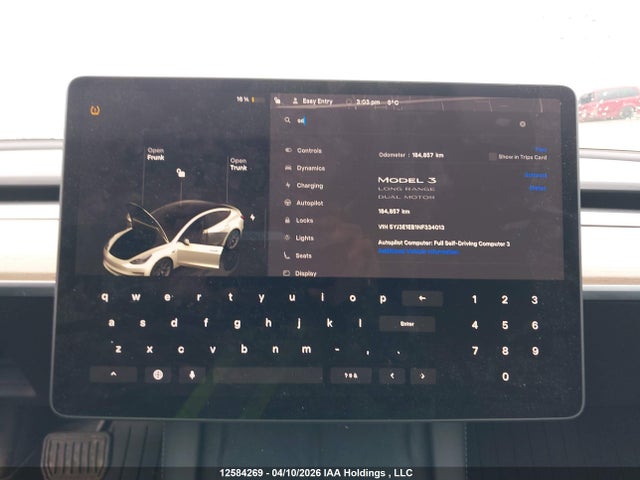 5YJ3E1EB1NF334013 Tesla Model 3 Long Range