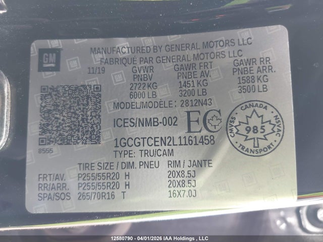 1GCGTCEN2L1161458 Chevrolet Colorado Lt