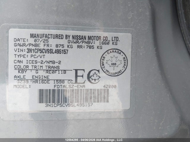 3N1CP5CV9SL495157 Nissan Kicks Play Sv