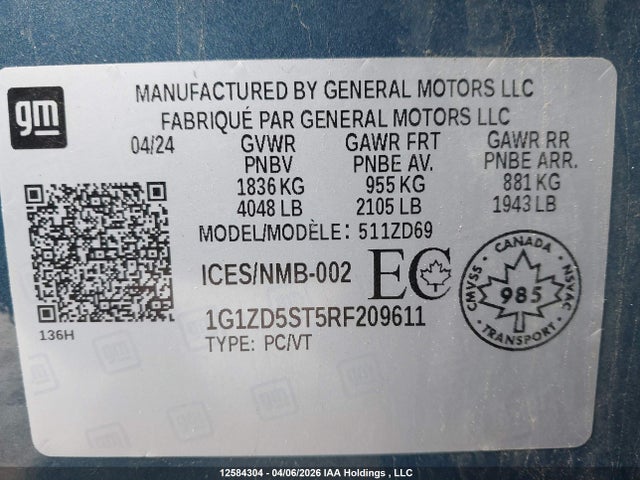 1G1ZD5ST5RF209611 Chevrolet MALIBU LT