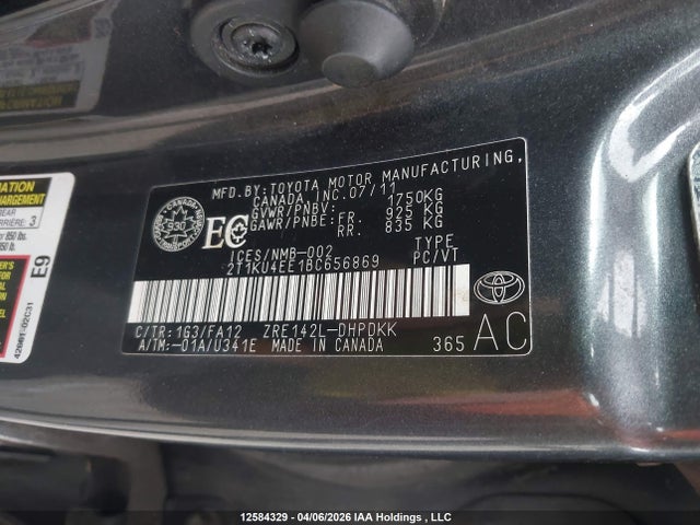 2011 Toyota Corolla Matrix მანქანა იყიდება აუქციონზე, vin: 2T1KU4EE1BC656869, აუქციონის ნომერი: 12584329