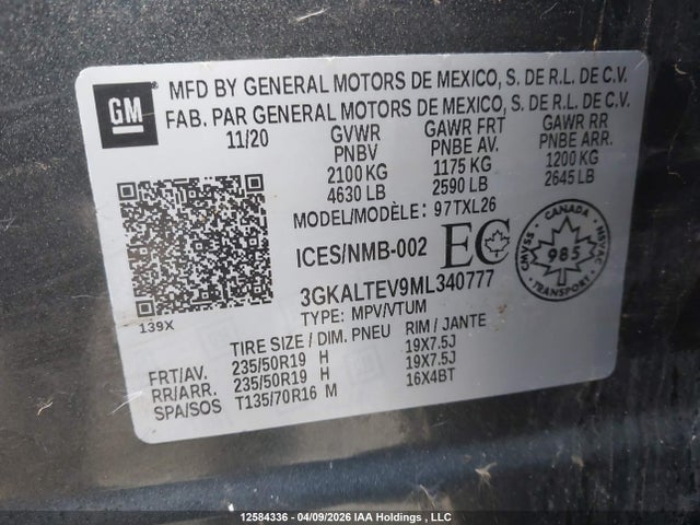 3GKALTEV9ML340777 GMC Terrain Sle