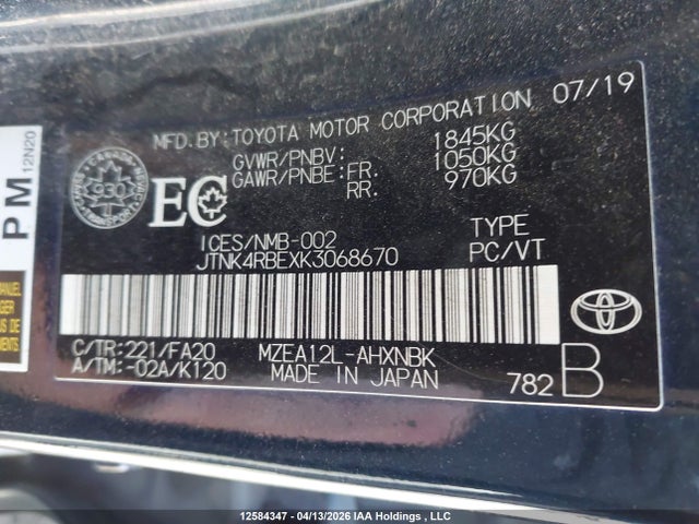 JTNK4RBEXK3068670 Toyota Corolla