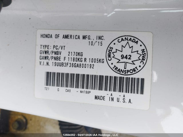 Продаж на аукціоні авто 2016 Acura Tlx, vin: 19UUB3F36GA800192, номер лоту: 12584352