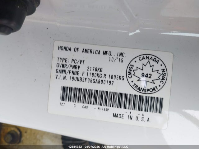 Продаж на аукціоні авто 2016 Acura Tlx, vin: 19UUB3F36GA800192, номер лоту: 12584352