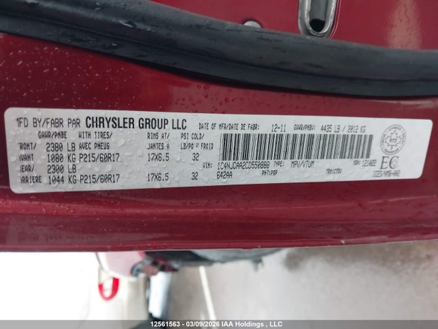 Aukcja sprzedaży 2012 Jeep Compass, vin: 1C4NJCAA2CD550888, numer aukcji: 12561563