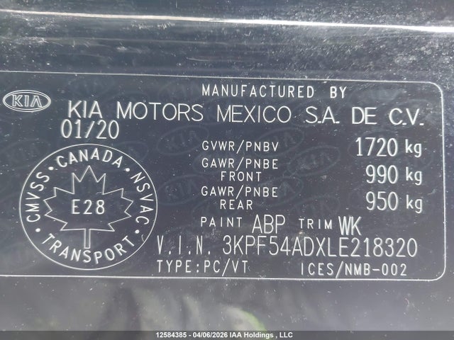 Aukcja sprzedaży 2020 Kia Forte Ex, vin: 3KPF54ADXLE218320, numer aukcji: 12584385