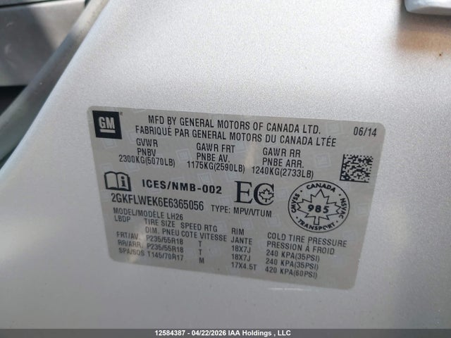 Продажа на аукционе авто 2014 Gmc Terrain, vin: 2GKFLWEK6E6365056, номер лота: 12584387