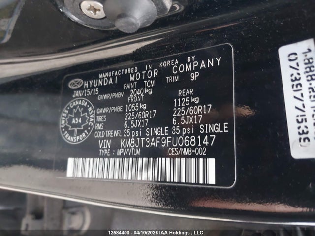 KM8JT3AF9FU068147 Hyundai TUCSON GLS