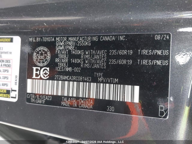 Продажа на аукционе авто 2024 Lexus Rx 350, vin: 2T2BAMCA3RC081463, номер лота: 12584427