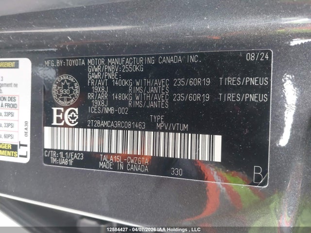 Продажа на аукционе авто 2024 Lexus Rx 350, vin: 2T2BAMCA3RC081463, номер лота: 12584427