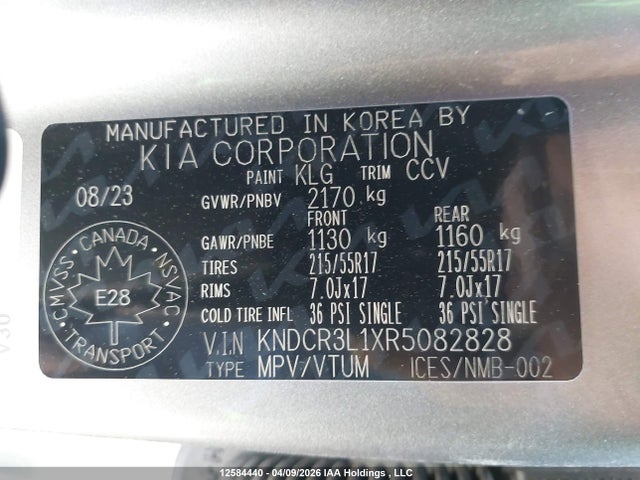 KNDCR3L1XR5082828 KIA NIRO EV