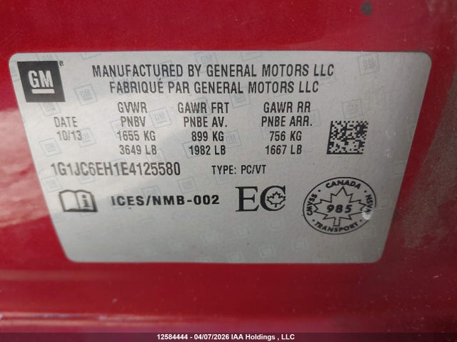 1G1JC6EH1E4125580 Chevrolet Sonic Lt Auto