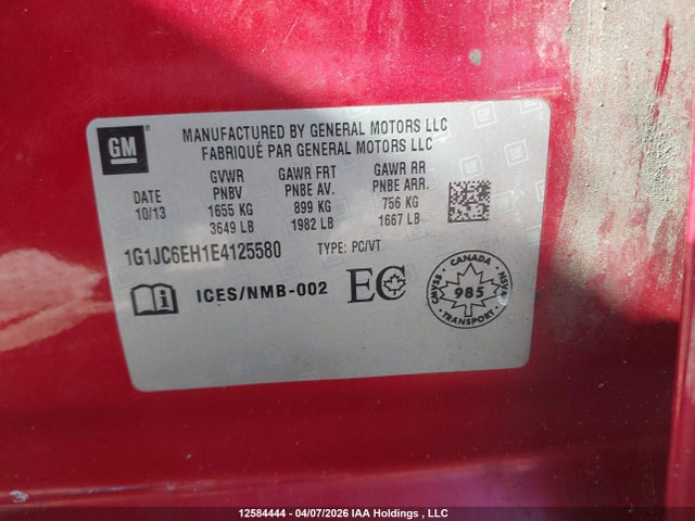 1G1JC6EH1E4125580 Chevrolet Sonic Lt Auto