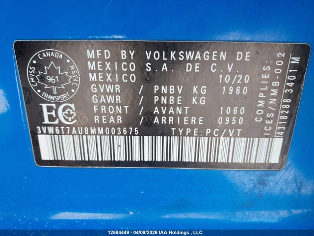 3VW6T7AU8MM003675 Volkswagen Golf Gti Autobahn