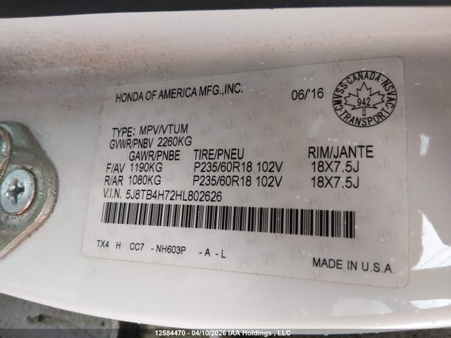 Продажа на аукционе авто 2017 Acura Rdx, vin: 5J8TB4H72HL802626, номер лота: 12584470