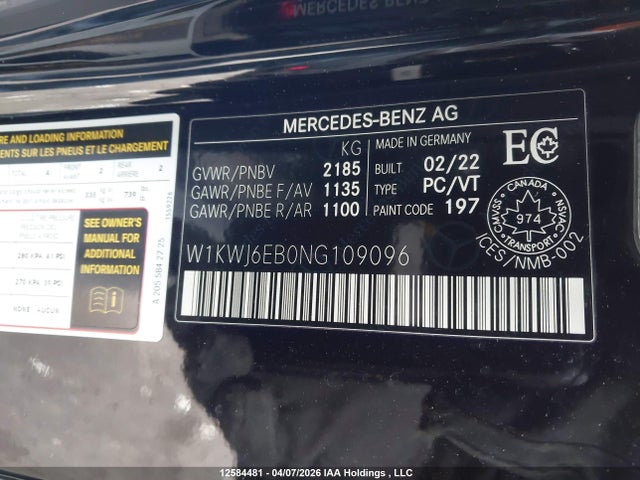 W1KWJ6EB0NG109096 Mercedes-Benz Amg C 43 4matic