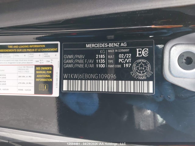 W1KWJ6EB0NG109096 Mercedes-Benz Amg C 43 4matic