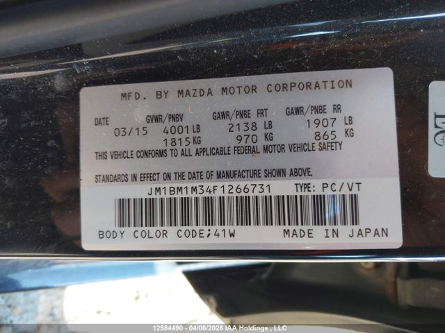 JM1BM1M34F1266731 Mazda 3 Grand Touring