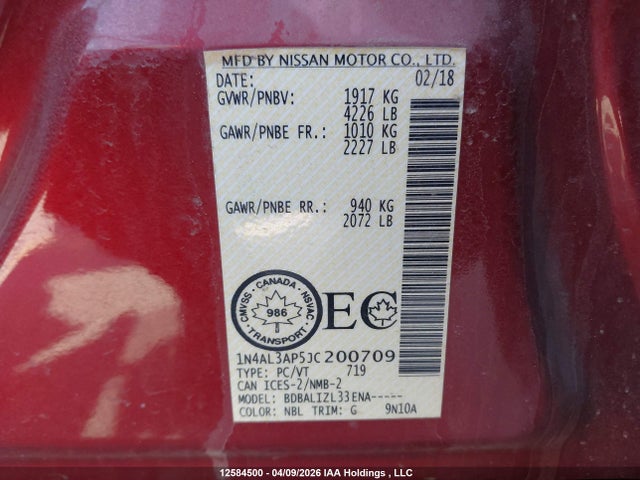 1N4AL3AP5JC200709 Nissan Altima