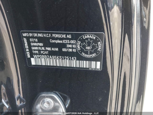 WP0BB2A95KS125143 Porsche 911 Targa 4s/targa 4 Gts