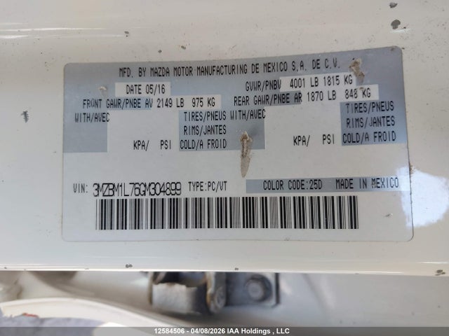 3MZBM1L76GM304899 Mazda Mazda3 Gs