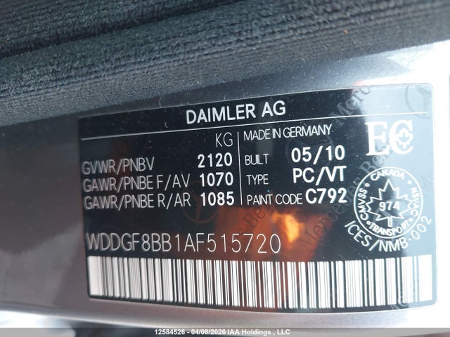 Aukcja sprzedaży 2010 Mercedes-benz C 300 4matic, vin: WDDGF8BB1AF515720, numer aukcji: 12584526