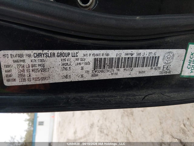 2012 Dodge Journey Cvp/se Plus მანქანა იყიდება აუქციონზე, vin: 3C4PDCAB6CT341270, აუქციონის ნომერი: 12584538