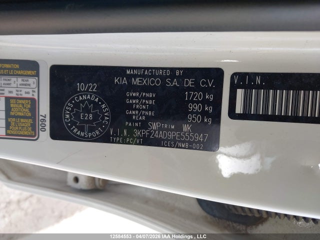 12584553 :رقم المزاد ، 3KPF24AD9PE555947 vin ، 2023 Kia Forte Lx/lxs مزاد بيع