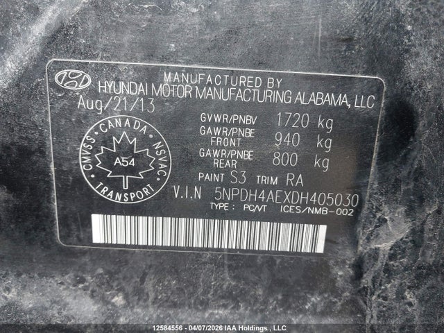 Продаж на аукціоні авто 2013 Hyundai Elantra, vin: 5NPDH4AEXDH405030, номер лоту: 12584556
