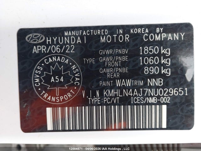 KMHLN4AJ7NU029651 Hyundai Elantra Hybrid Ultimate
