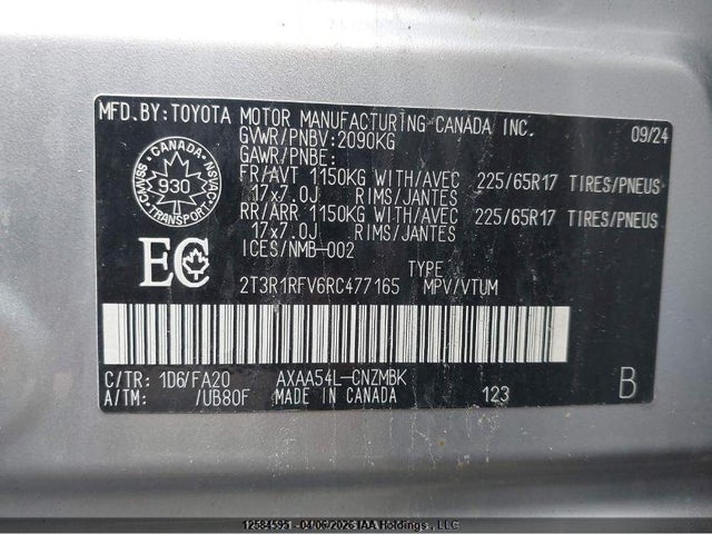 2T3R1RFV6RC477165 Toyota Rav4 Xle