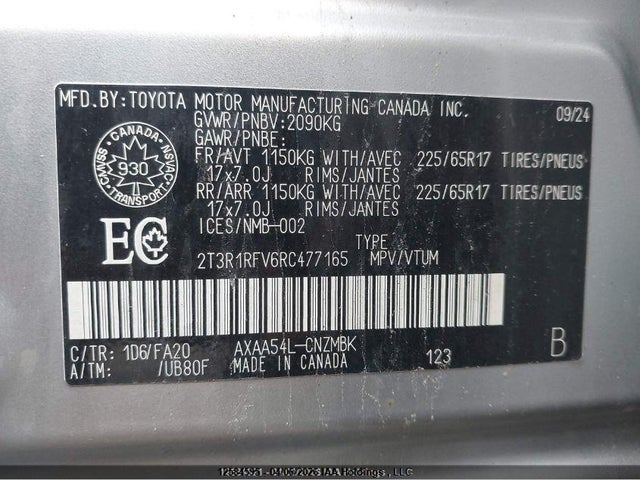 2T3R1RFV6RC477165 Toyota Rav4 Xle