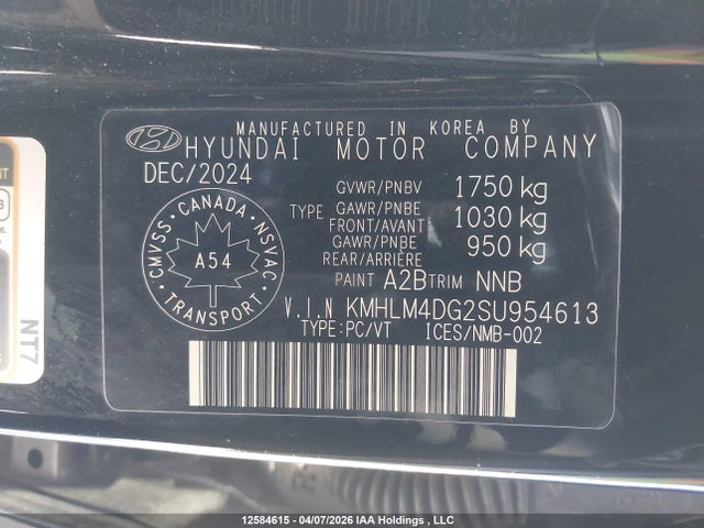 12584615 :رقم المزاد ، KMHLM4DG2SU954613 vin ، 2025 Hyundai Elantra Sel Sport مزاد بيع